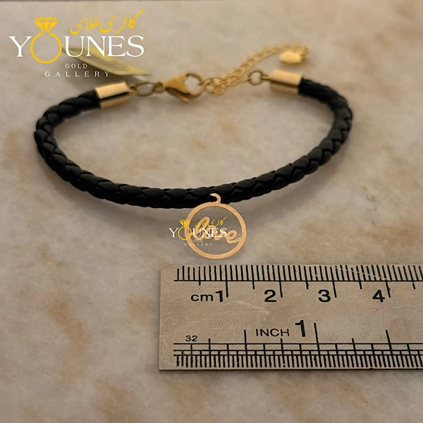 دستبند چرم لاو طلا